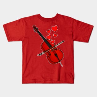 Valentines Day Cello Player Cellist Anniversary Wedding Musician Kids T-Shirt